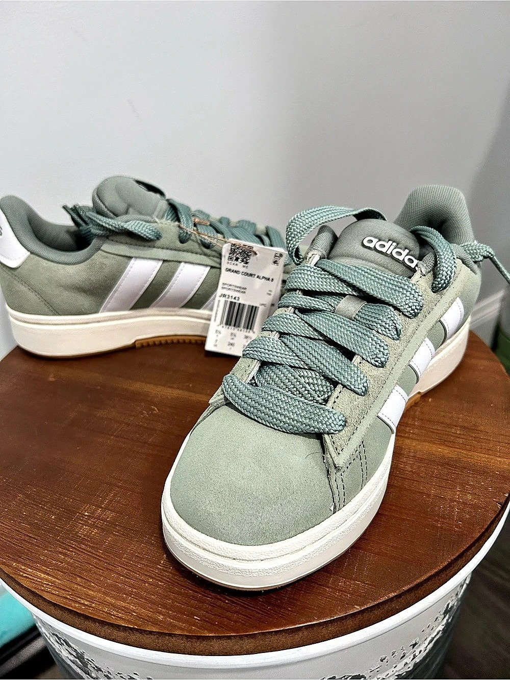 adidas Grand Court Alpha Silver Green Cloud White Sneakers